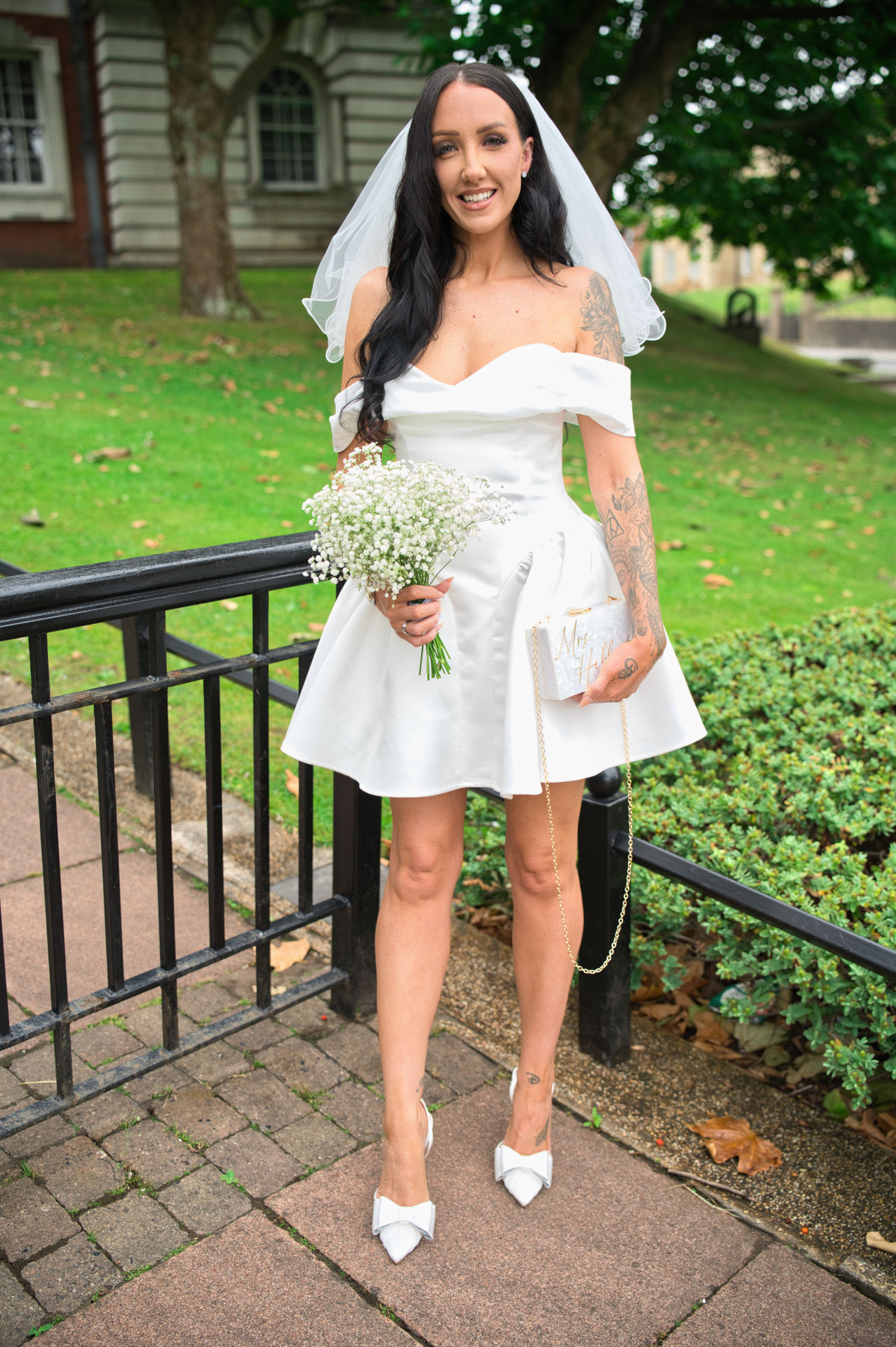 Bride-outside stockport town hall wedding